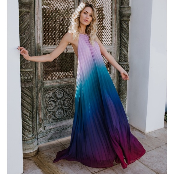 ombre halter maxi dress